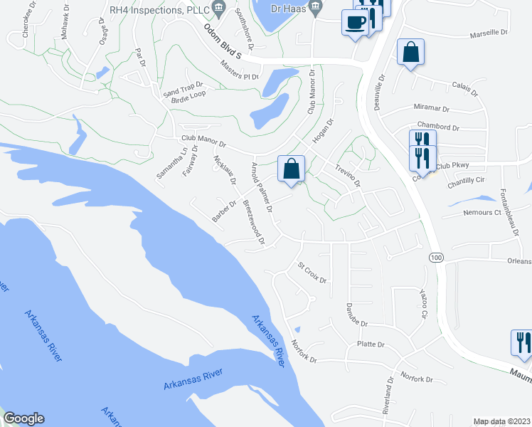 map of restaurants, bars, coffee shops, grocery stores, and more near 403 Arnold Palmer Drive in Maumelle