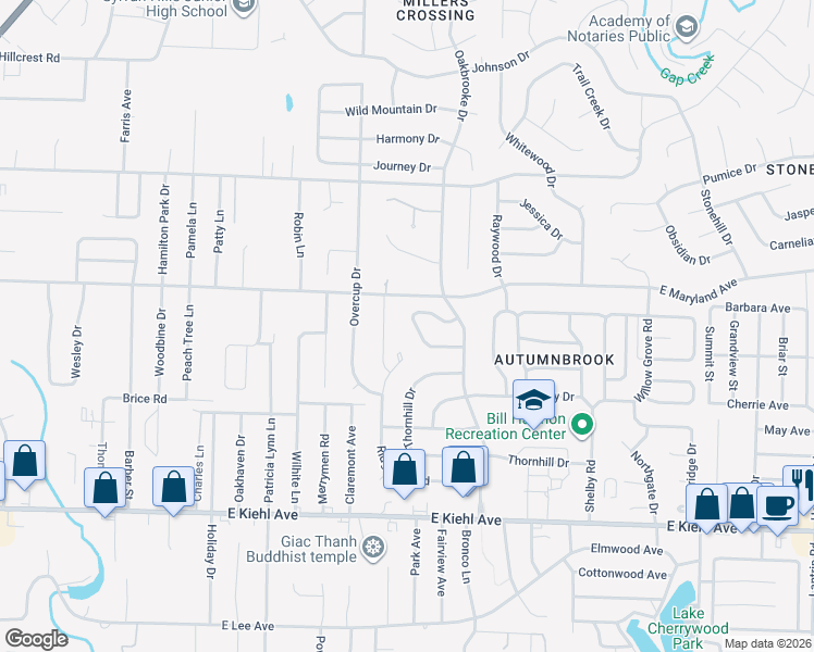 map of restaurants, bars, coffee shops, grocery stores, and more near 17 Post Oak Loop in Sherwood