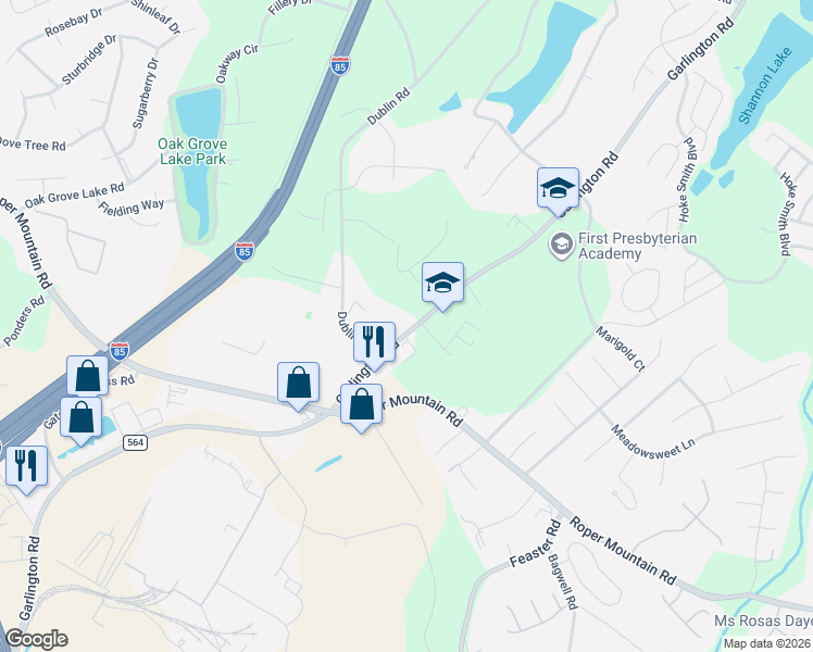 map of restaurants, bars, coffee shops, grocery stores, and more near 707 Garlington Road in Greenville