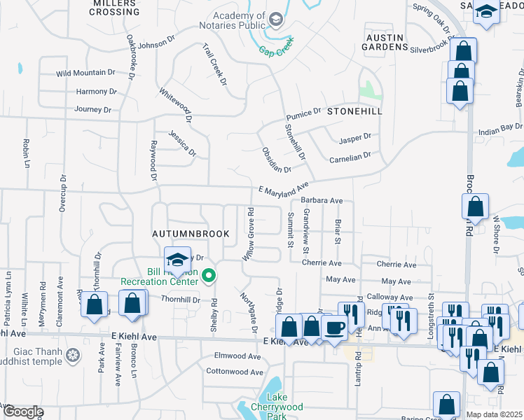 map of restaurants, bars, coffee shops, grocery stores, and more near 133 Plumdale Drive in Sherwood