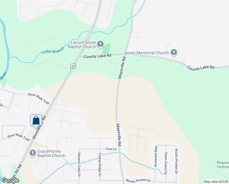 map of restaurants, bars, coffee shops, grocery stores, and more near 5438 Maysville Road in New Market