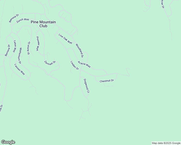 map of restaurants, bars, coffee shops, grocery stores, and more near 1612 Linden Drive in Pine Mountain Club