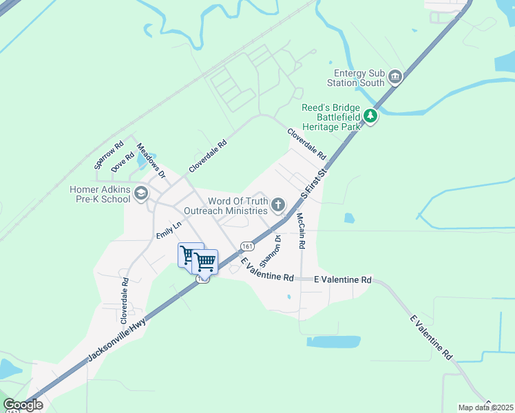 map of restaurants, bars, coffee shops, grocery stores, and more near 122 Borroughs Road in Jacksonville