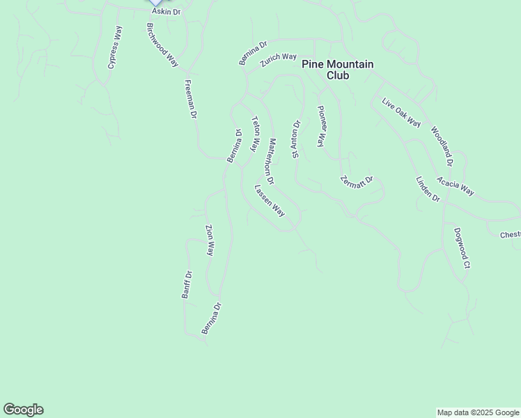 map of restaurants, bars, coffee shops, grocery stores, and more near 1704 Freeman Drive in Pine Mountain Club