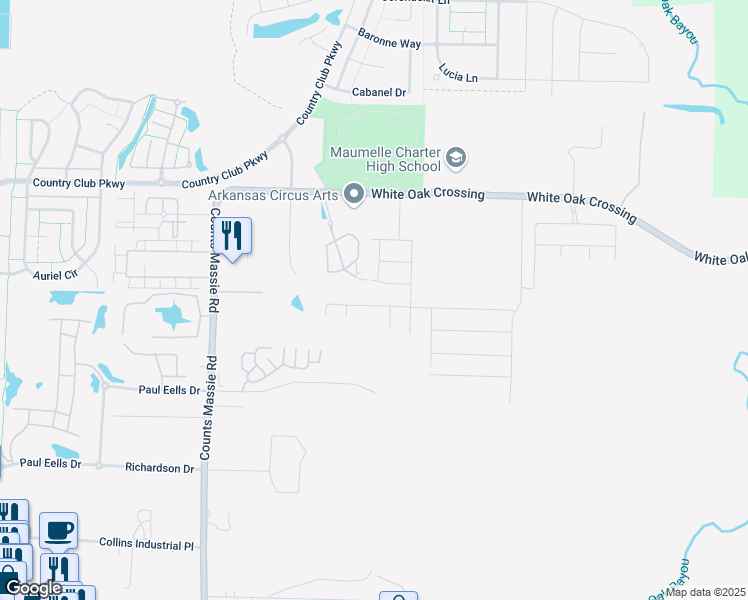 map of restaurants, bars, coffee shops, grocery stores, and more near 10415 Fitzgerald Lane in North Little Rock
