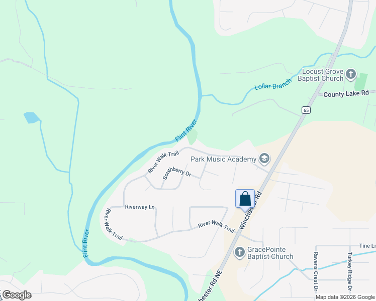 map of restaurants, bars, coffee shops, grocery stores, and more near 138 River Walk Trail in New Market