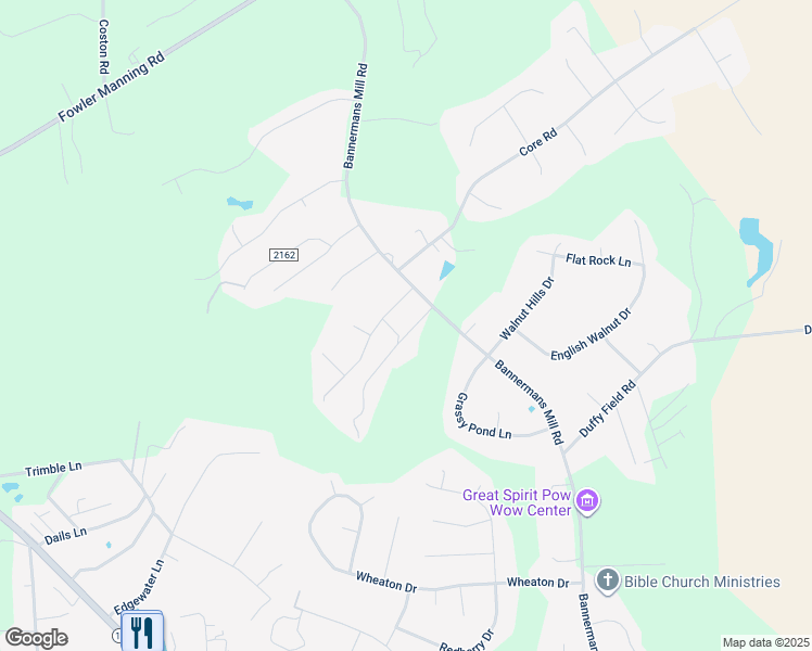 map of restaurants, bars, coffee shops, grocery stores, and more near 303 Big Oak Court in Richlands