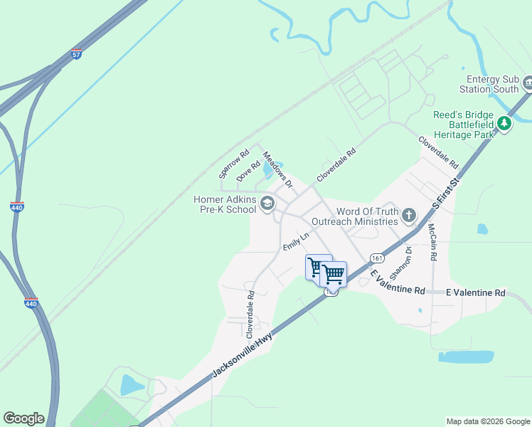 map of restaurants, bars, coffee shops, grocery stores, and more near 500 Cloverdale Road in Jacksonville