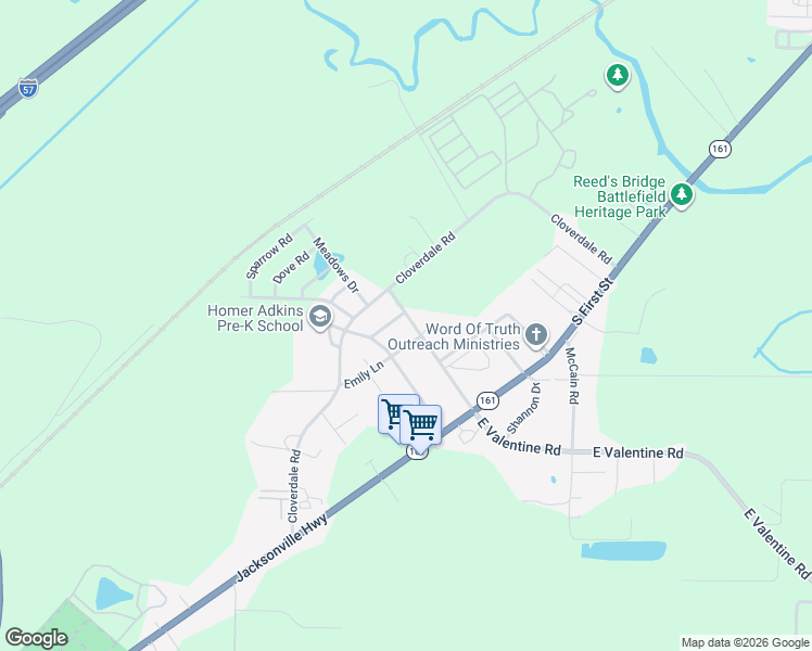 map of restaurants, bars, coffee shops, grocery stores, and more near 303 West Valentine Road in Jacksonville
