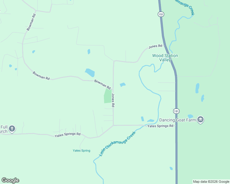 map of restaurants, bars, coffee shops, grocery stores, and more near 244 Jones Road in Ringgold