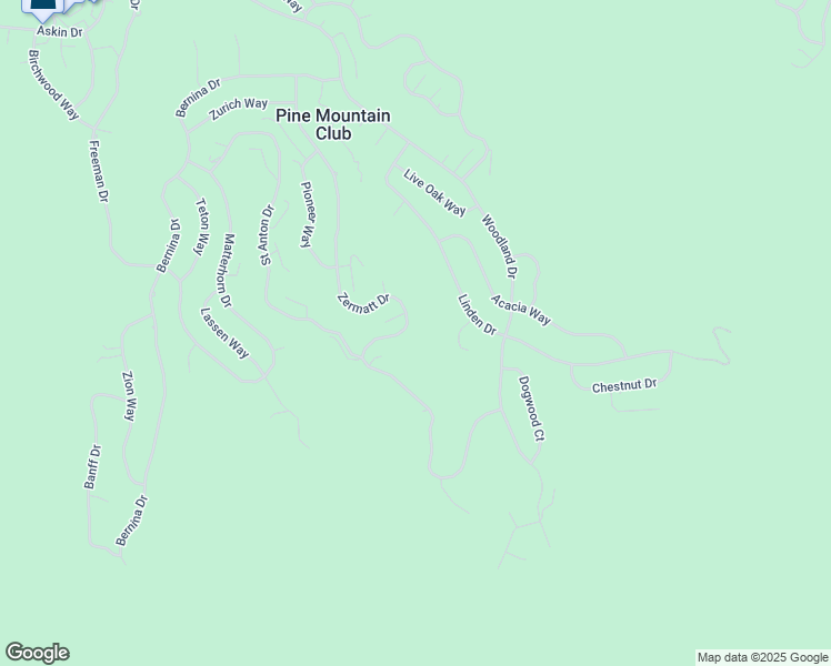 map of restaurants, bars, coffee shops, grocery stores, and more near 1728 Zermatt Drive in Frazier Park