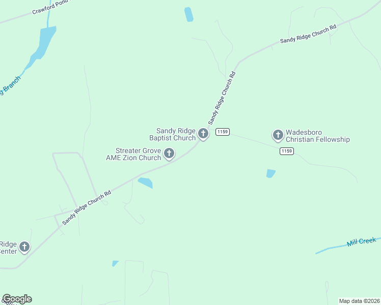 map of restaurants, bars, coffee shops, grocery stores, and more near 2171 Sandy Ridge Church Road in Morven