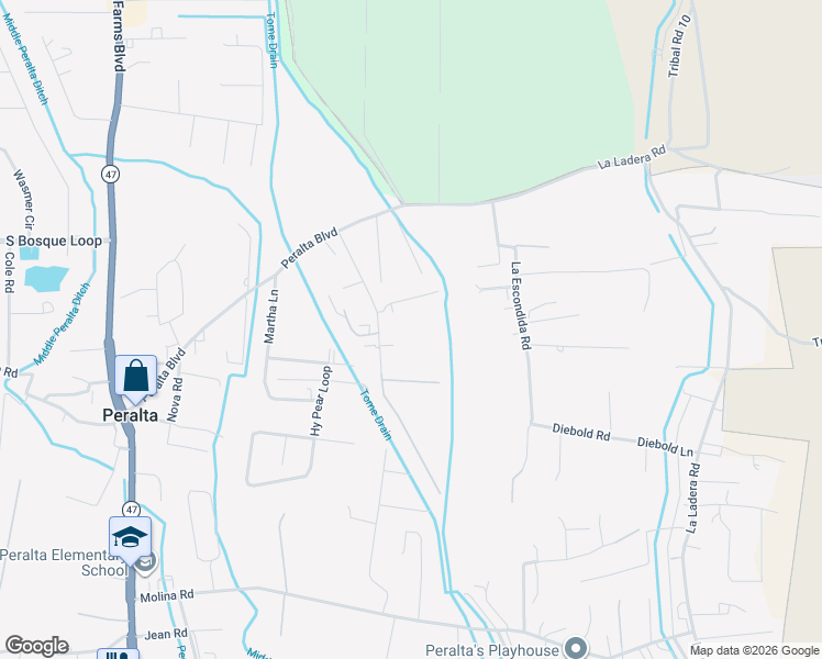 map of restaurants, bars, coffee shops, grocery stores, and more near 19 San Fernando Road in Peralta