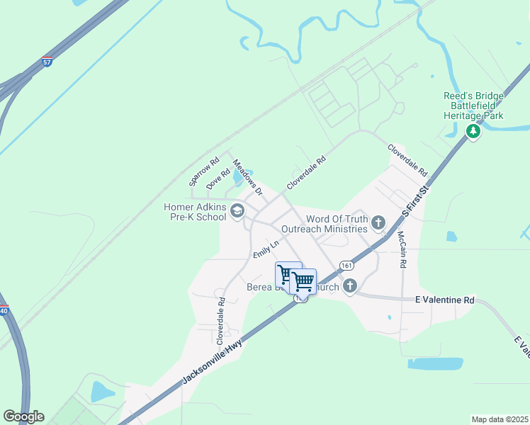 map of restaurants, bars, coffee shops, grocery stores, and more near 2321 Cloverdale Road in Jacksonville