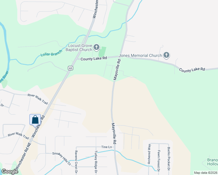 map of restaurants, bars, coffee shops, grocery stores, and more near 5433 Maysville Road in New Market