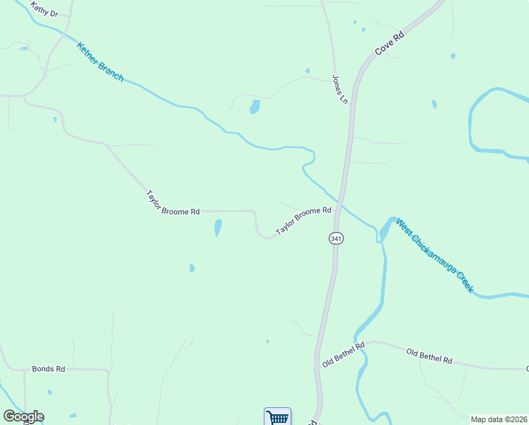 map of restaurants, bars, coffee shops, grocery stores, and more near 114 Taylor Broome Road in Chickamauga