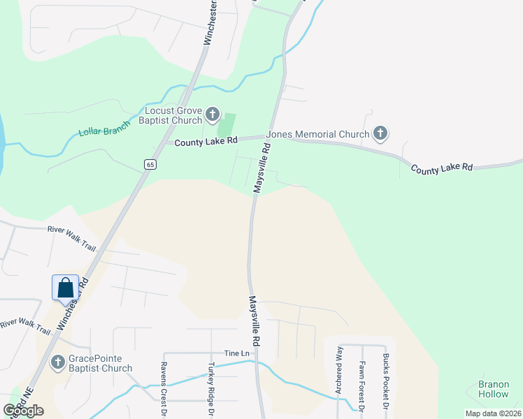 map of restaurants, bars, coffee shops, grocery stores, and more near 5463 Maysville Road in New Market