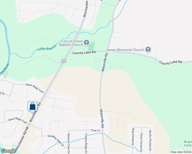 map of restaurants, bars, coffee shops, grocery stores, and more near 5438 Maysville Road in New Market