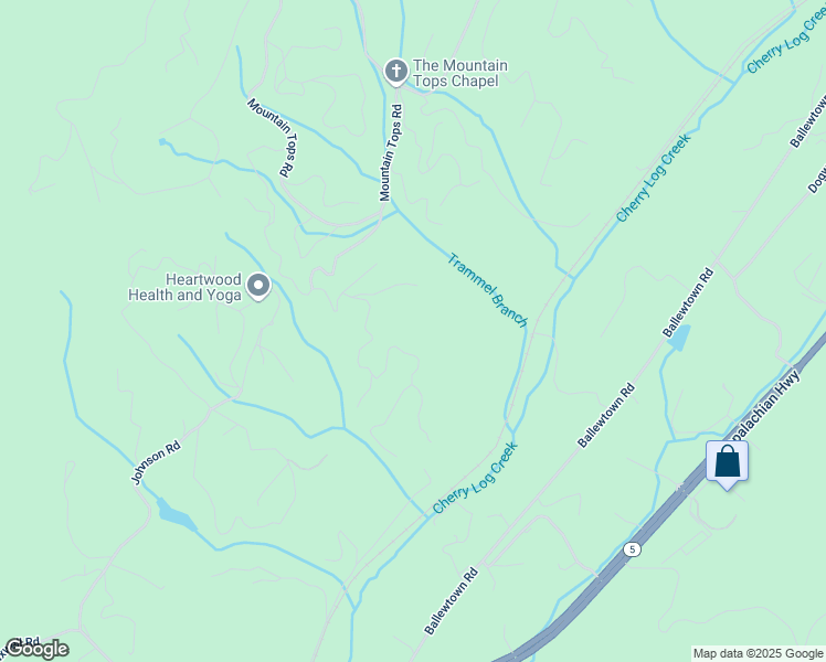 map of restaurants, bars, coffee shops, grocery stores, and more near 351 South Dream Catcher in Blue Ridge