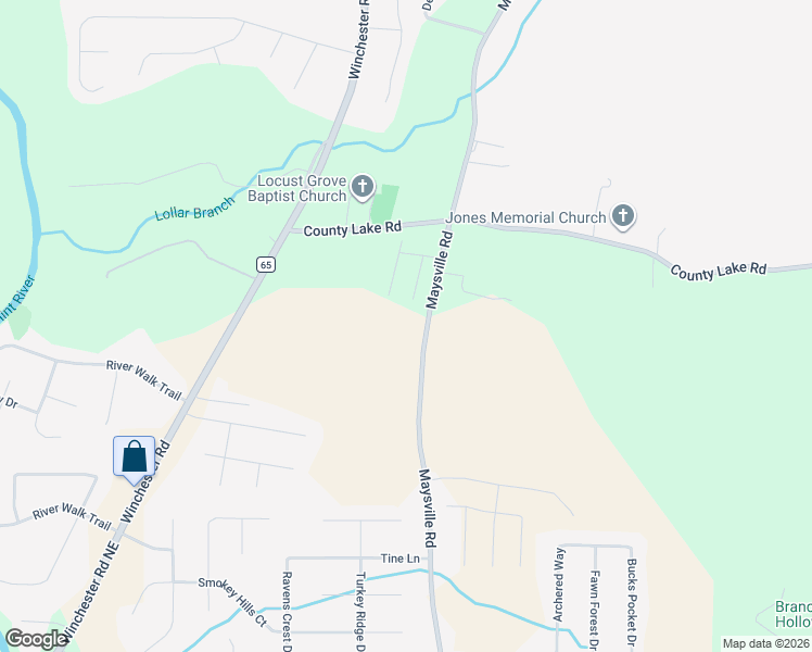 map of restaurants, bars, coffee shops, grocery stores, and more near 5438 Maysville Road in New Market