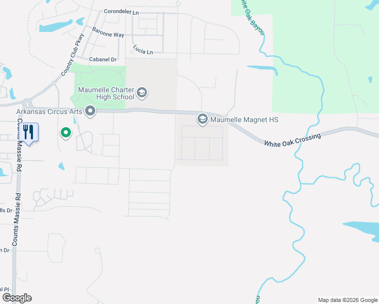 map of restaurants, bars, coffee shops, grocery stores, and more near 11129 White Oak Crossing in Maumelle