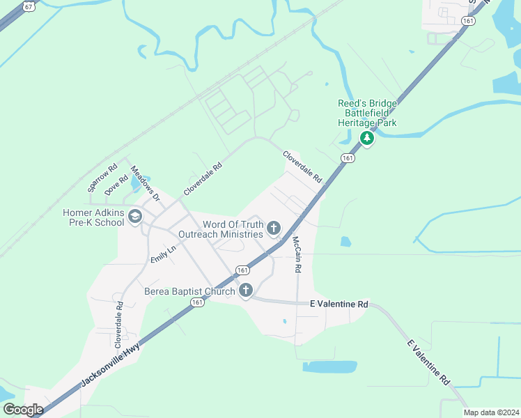 map of restaurants, bars, coffee shops, grocery stores, and more near 136 Blakely Road in Jacksonville