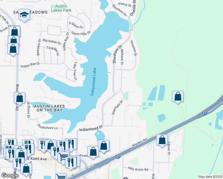 map of restaurants, bars, coffee shops, grocery stores, and more near 7 Shoshoni Drive in Sherwood