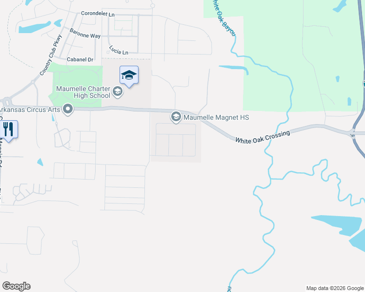 map of restaurants, bars, coffee shops, grocery stores, and more near 11105 Short Marche Road in Maumelle