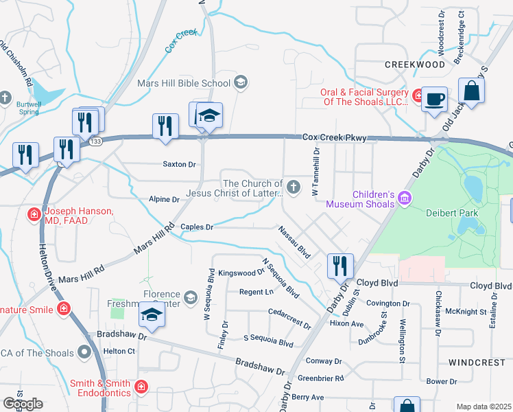map of restaurants, bars, coffee shops, grocery stores, and more near 1913-1999 South Beechwood Drive in Florence