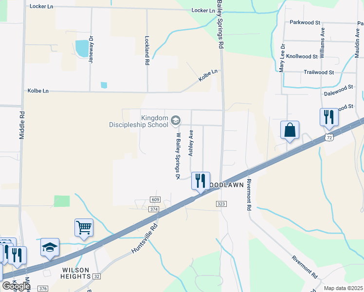 map of restaurants, bars, coffee shops, grocery stores, and more near 200-212 West Bailey Springs Drive in Florence