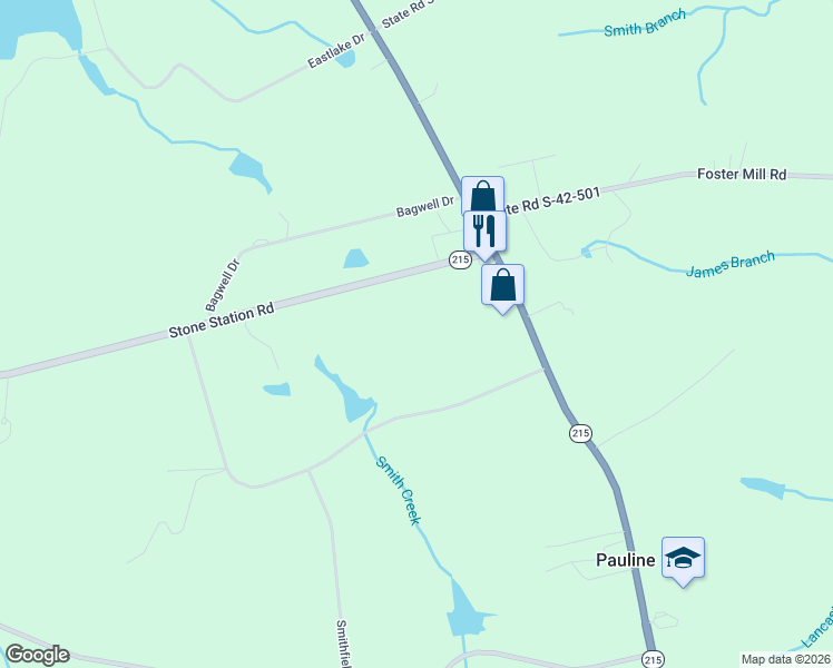 map of restaurants, bars, coffee shops, grocery stores, and more near 156 Fincher Road in Pauline