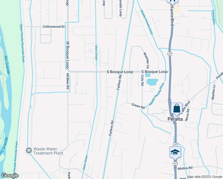 map of restaurants, bars, coffee shops, grocery stores, and more near 635 Mason Circle in Bosque Farms