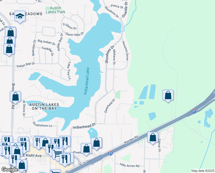 map of restaurants, bars, coffee shops, grocery stores, and more near 7 Shoshoni Drive in Sherwood