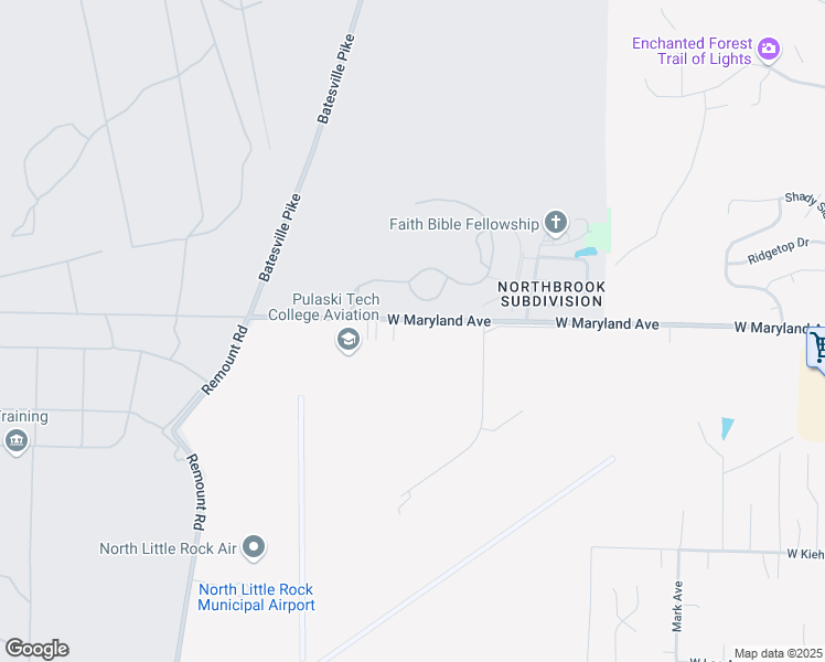 map of restaurants, bars, coffee shops, grocery stores, and more near 1400 West Maryland Avenue in North Little Rock