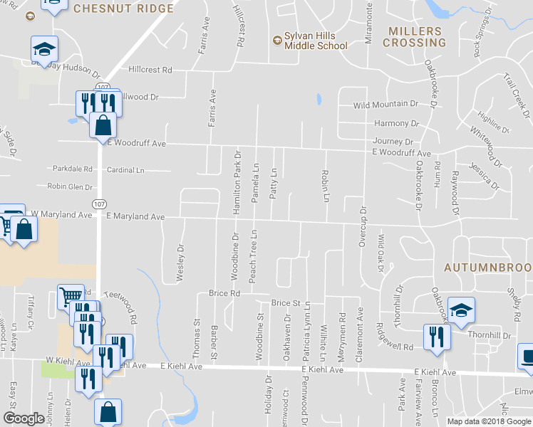 map of restaurants, bars, coffee shops, grocery stores, and more near 4 Patty Lane in Sherwood