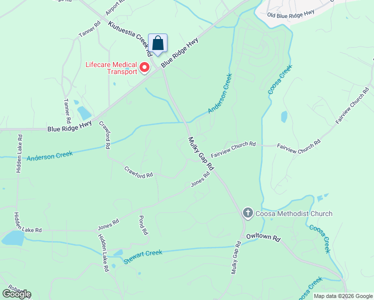 map of restaurants, bars, coffee shops, grocery stores, and more near 2496 Coon Tail Road in Blairsville