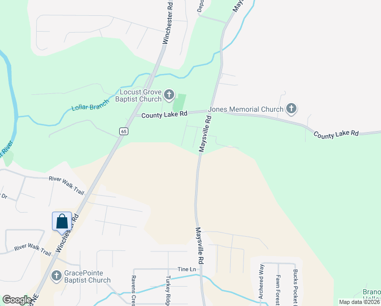 map of restaurants, bars, coffee shops, grocery stores, and more near 5438 Maysville Road in New Market