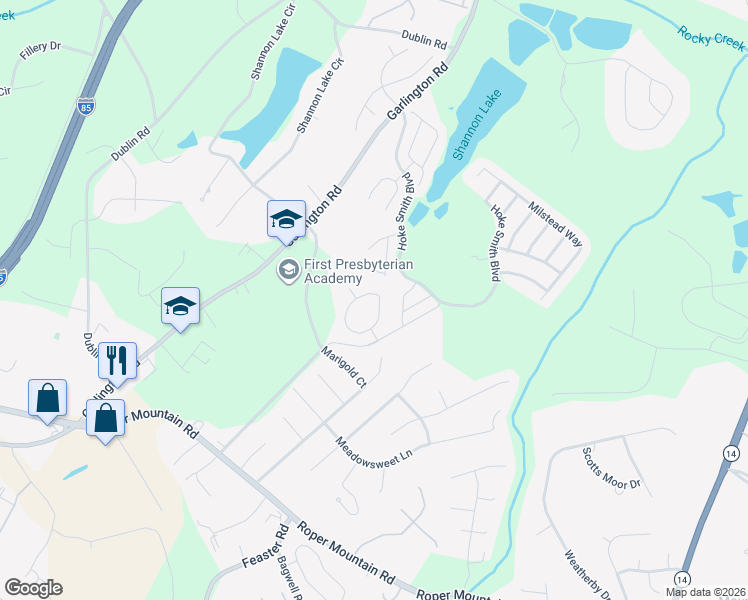 map of restaurants, bars, coffee shops, grocery stores, and more near 11 Woodtrace Circle in Greenville