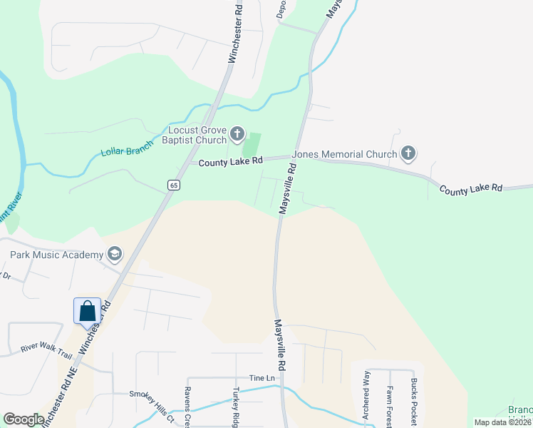 map of restaurants, bars, coffee shops, grocery stores, and more near 5438 Maysville Road in New Market