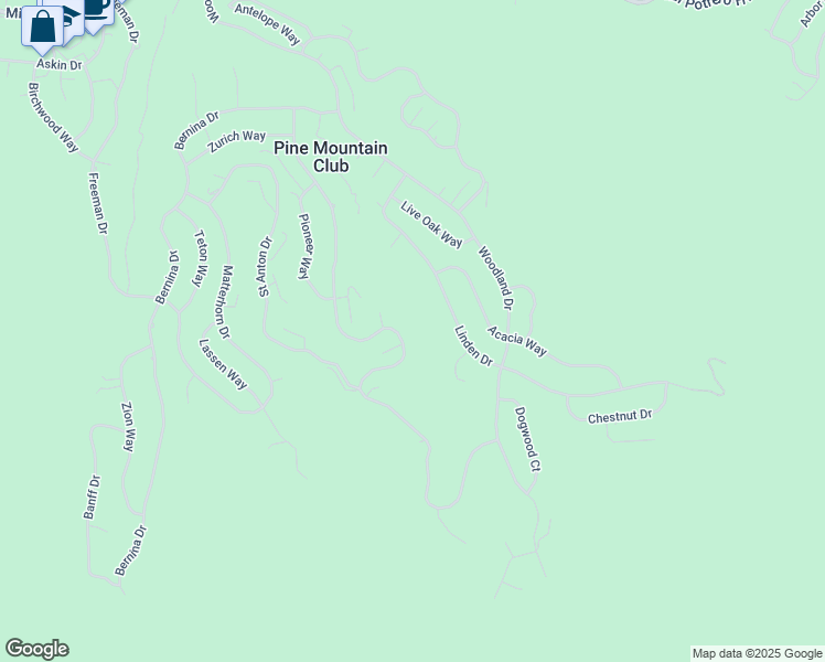 map of restaurants, bars, coffee shops, grocery stores, and more near 1806 Zermatt Drive in Frazier Park