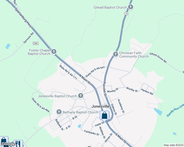 map of restaurants, bars, coffee shops, grocery stores, and more near 144 State Road S-44-640 in Jonesville