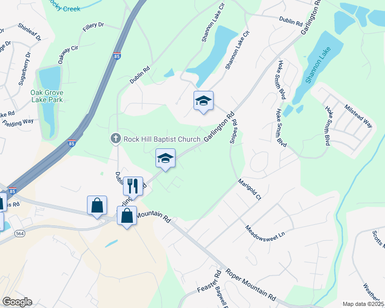 map of restaurants, bars, coffee shops, grocery stores, and more near 812 Garlington Road in Greenville