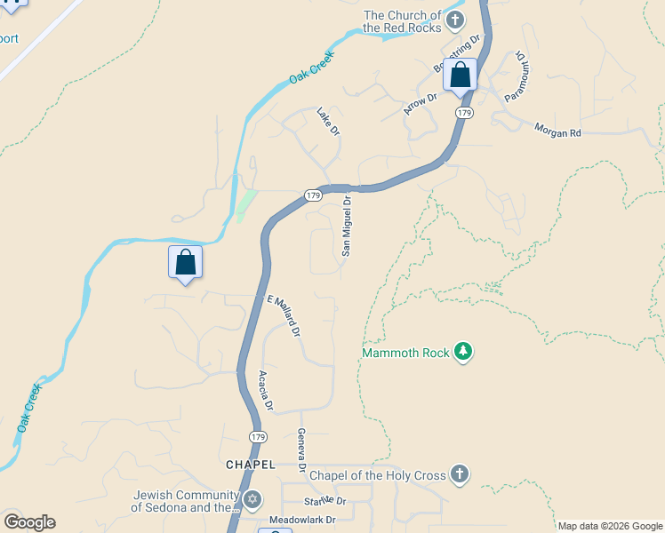 map of restaurants, bars, coffee shops, grocery stores, and more near 200 San Miguel Drive in Sedona