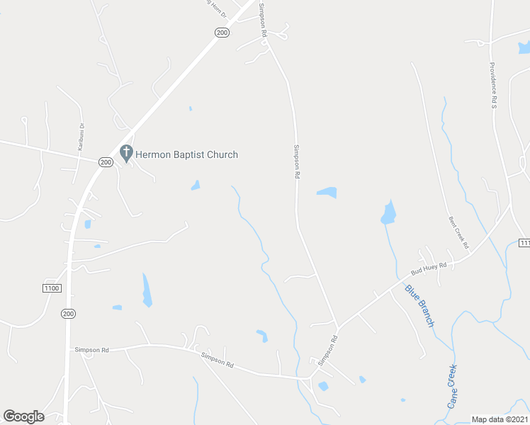 map of restaurants, bars, coffee shops, grocery stores, and more near 8816 Simpson Road in Waxhaw