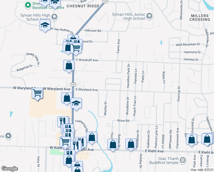 map of restaurants, bars, coffee shops, grocery stores, and more near 517 East Maryland Avenue in Sherwood