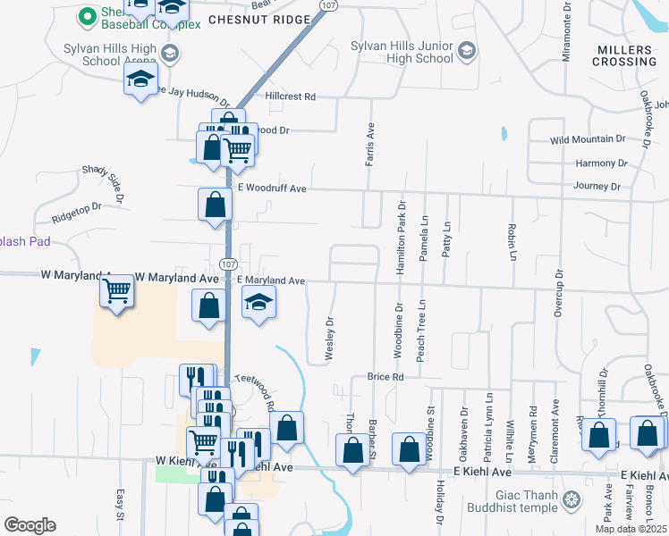 map of restaurants, bars, coffee shops, grocery stores, and more near 517 East Maryland Avenue in Sherwood