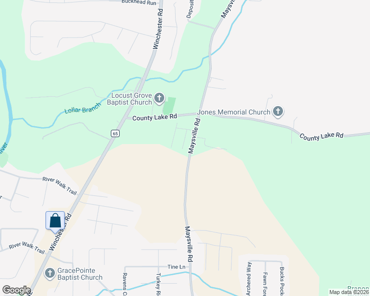 map of restaurants, bars, coffee shops, grocery stores, and more near 5463 Maysville Road in New Market