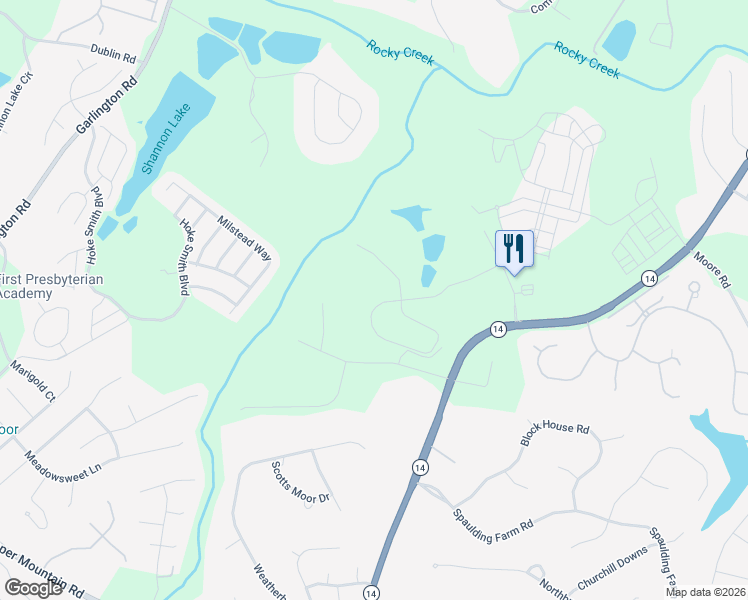 map of restaurants, bars, coffee shops, grocery stores, and more near 20 Rocky Point Way in Greenville