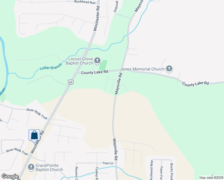 map of restaurants, bars, coffee shops, grocery stores, and more near 5463 Maysville Road in New Market