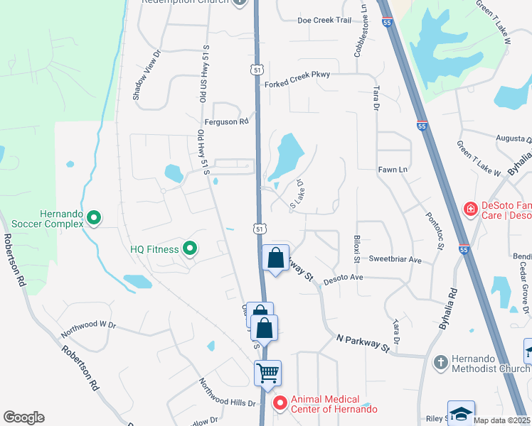 map of restaurants, bars, coffee shops, grocery stores, and more near 1307 Cross Creek Cove in Hernando